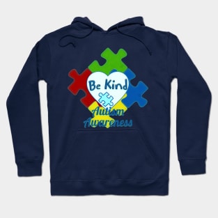 Autism Awareness Be Kind Puzzle and Heart Design Hoodie